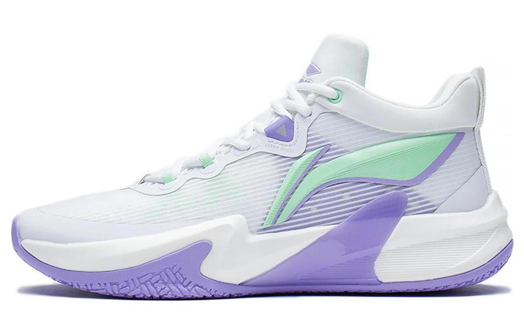Li-Ning LINING Basketball Shoes Men Low Top Gray/Purple/Green