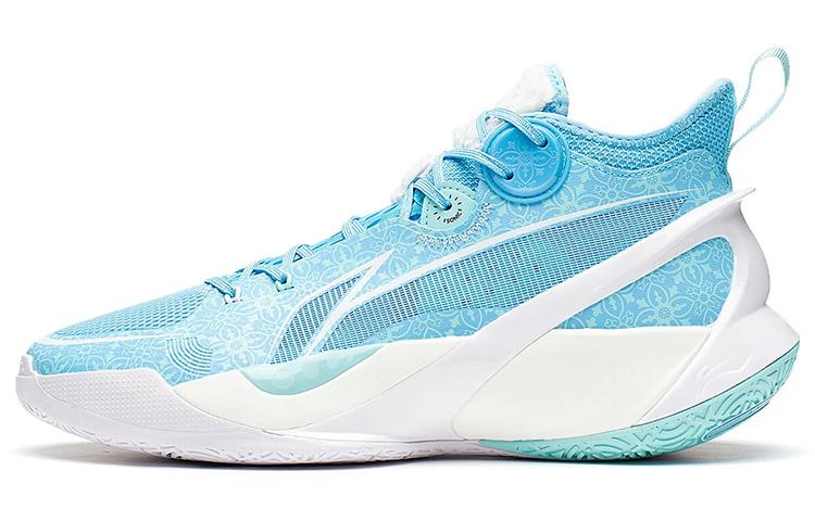 Li-Ning LiNing SONIC 10 Cushioning Anti Slip And Wear Resistant Coverage Support Mid Top Basketball Shoes Men's Blue White