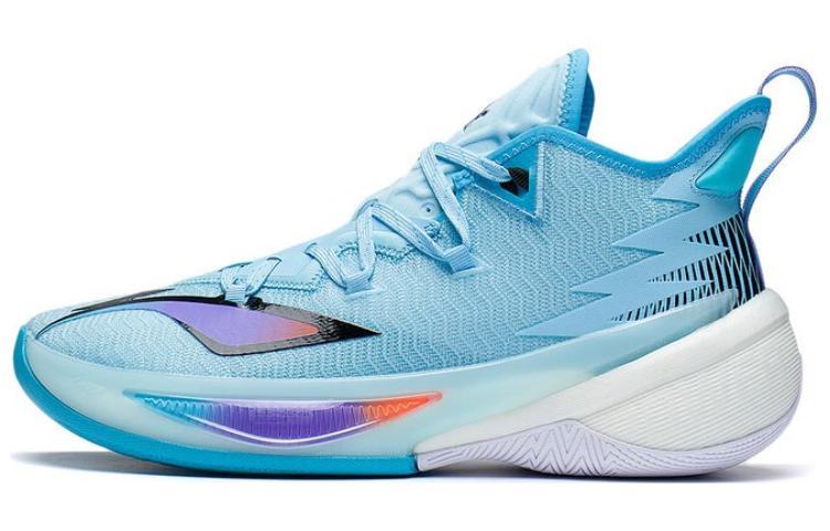 Li-Ning LINING Power 9 Basketball Shoes Men Mid-Top Light Wax Blue/Black