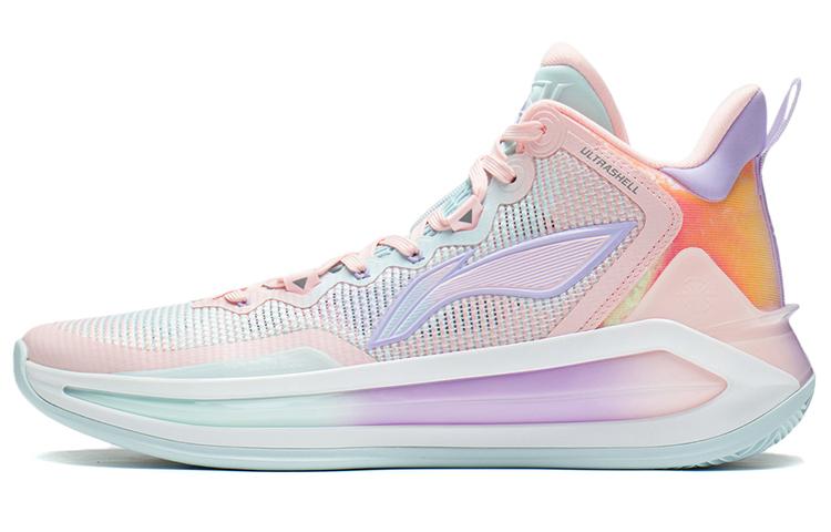 Li-Ning LINING Liren 3 Basketball Shoes Men Mid Top Fluorescent Light Pink/Aqua Blue