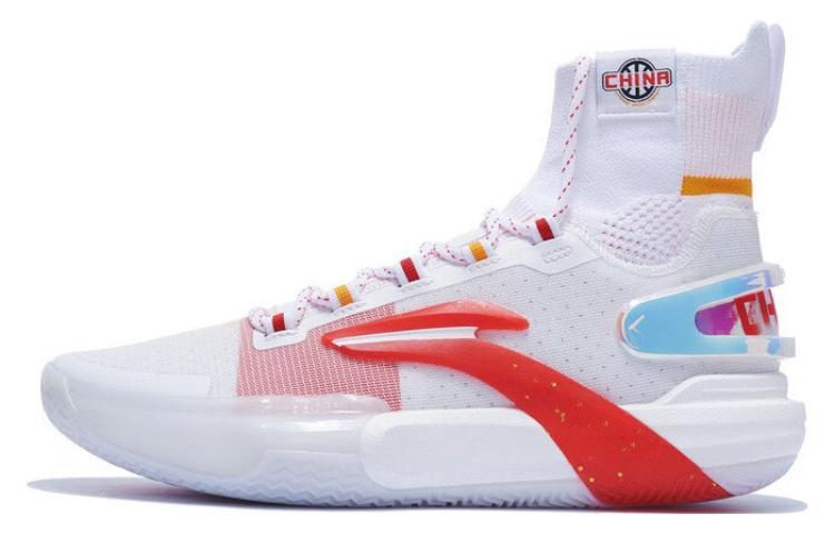 Li-Ning LiNing Speed 9 Ultra Cushioning Anti Slip And Wear Resistant High Top Basketball Shoes White Red