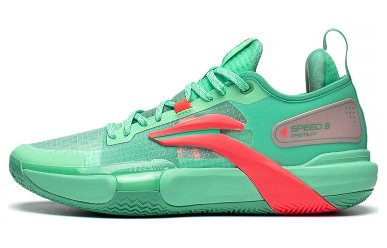 Li-Ning LiNing Speed 9 Premium PRM Summer Cushioning Anti Slip And Wear Resistant Low Top Basketball Shoes Men's Green Pink