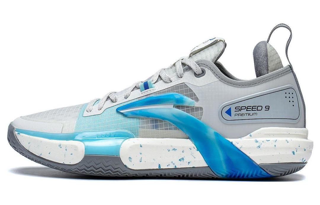Li-Ning LiNing Speed 9 Premium PRM Anti Slip Wear Resistant Low Top Basketball Shoes Men's Gray Blue
