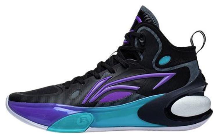 Li-Ning LiNing YuShuai 17 Cushioning Wear Resistant Mid Top Basketball Shoes Men's Black Purple