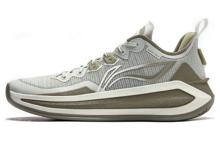 Li-Ning LiNing Liren 3 V2 Wild Whisper Cushioning Anti Slip And Wear Resistant Low Top Basketball Shoes Unisex Gray Green
