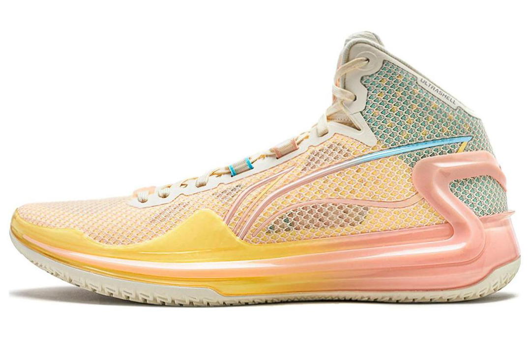 Li-Ning LINING Liren 4 Basketball Shoes Men Mid Top Neon Milk Yellow/Light Antique Yellow/Ice Cool Blue