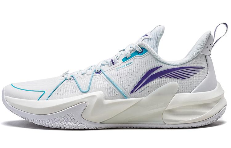 Li-Ning LiNing Lightning Speed 1.5 1.5 Cushioning Wear Resistant Rebound Low Top Basketball Shoes Men's White Blue Purple