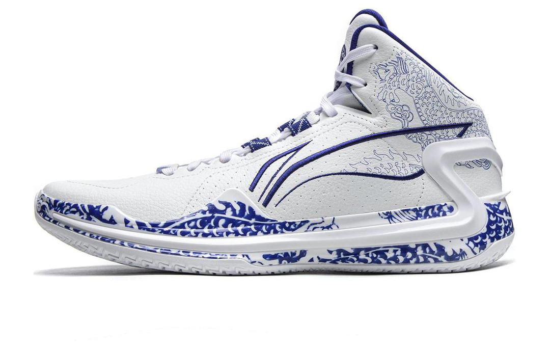 Li-Ning LiNing Liren 4 Cyan Rayon Cushioning Wear Resistant Mid Top Basketball Shoes Men's White Blue