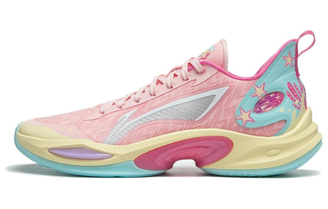 Li-Ning LINING Super Light 2024 Basketball Shoes Men Low Top Peach Blossom Pink/Island Blue