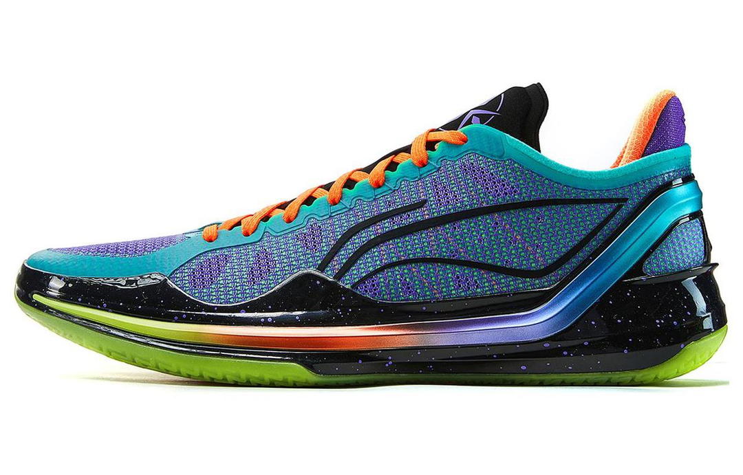 Li-Ning LiNing Blade 4V2 Cushioned Slip Resistant Lightweight Rebound Low Top Basketball Shoes Men's Purple Green