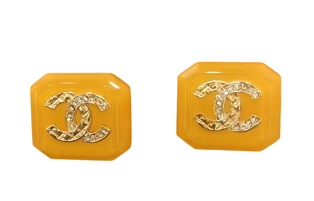 Chanel Chanel Stud Earrings Women's Saffron