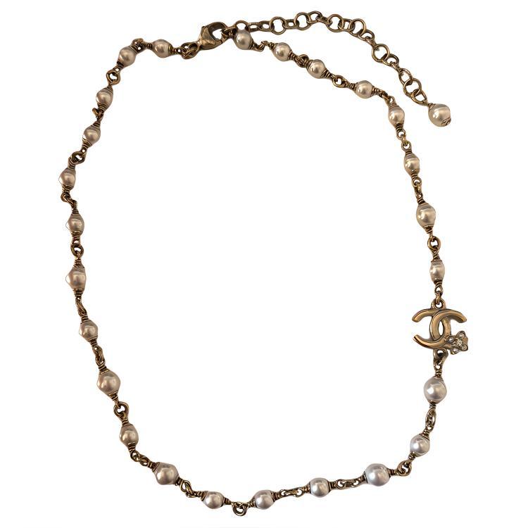 Chanel Chanel Metal Necklaces Women's Gold/White