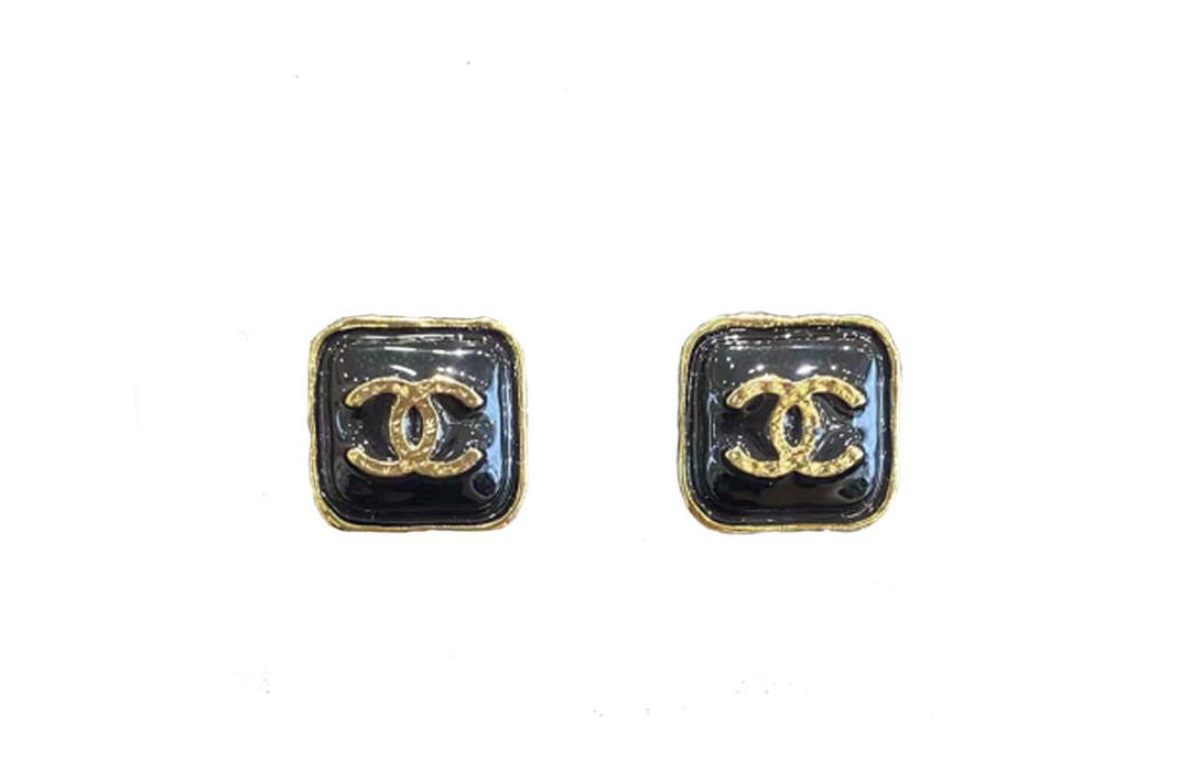 Chanel Chanel Metal Stud Earrings Women's Black