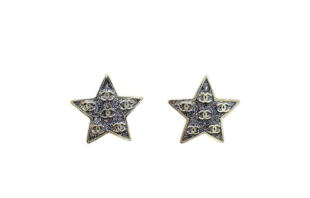 Chanel Chanel Metal Stud Earrings Women's Gold/Black