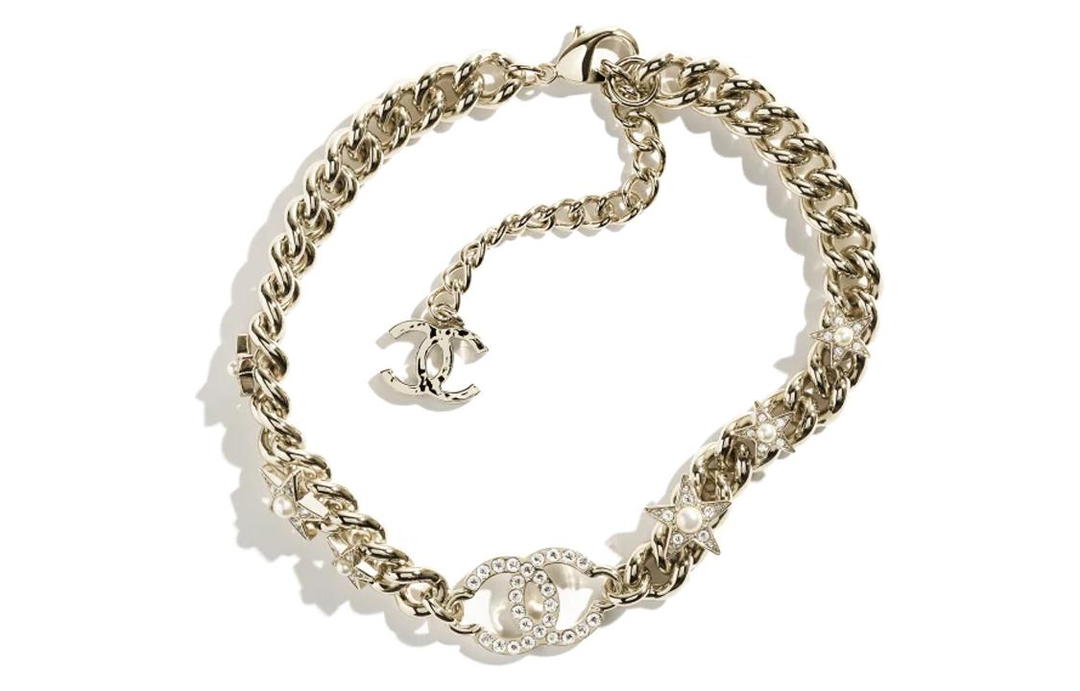 Chanel Chanel Metal Artificial Pearl Rhinestone Necklaces Women's Gold