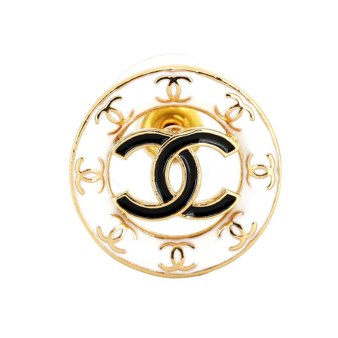Chanel Chanel Metal Stud Earrings Women's White