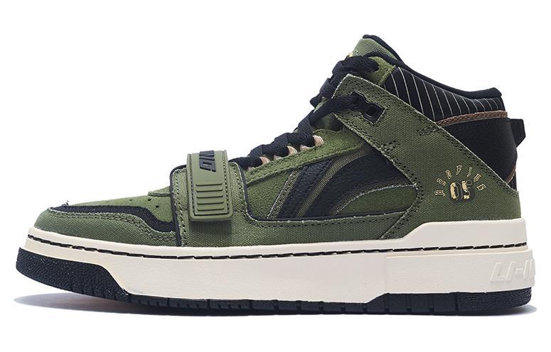 Li-Ning LiNing Rookie Mid Top Vintage Basketball Shoes Men's Green Black