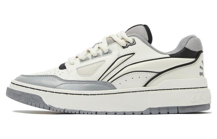 Li-Ning LiNing Rookie 2 Anti Slip And Wear Resistant Breathable Low Top Vintage Basketball Shoes White Gray
