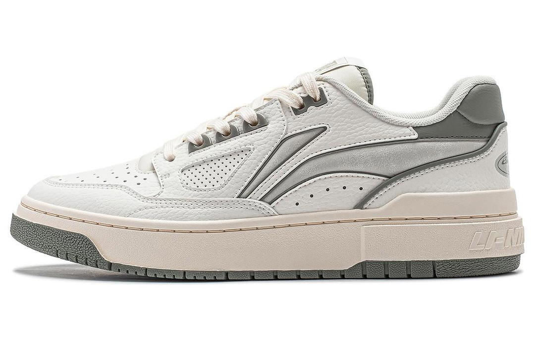 Li-Ning LiNing Rookie Cushioning Lightweight Low Top Vintage Basketball Shoes Unisex White Gray