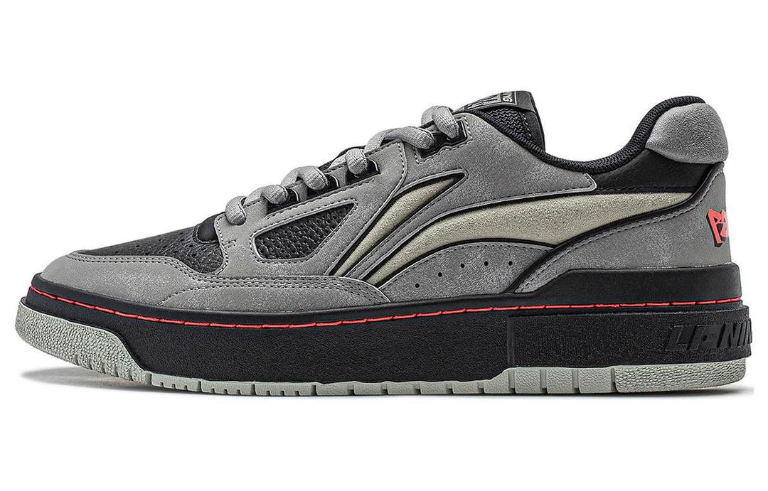 Li-Ning LiNing Rookie Cushioned Slip Resistant Lightweight Rebound Low Top Vintage Basketball Shoes Unisex Gray