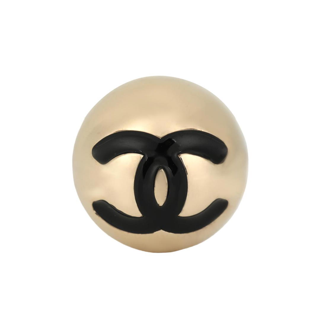 Chanel Chanel Metal Resin Stud Earrings Unisex Gold