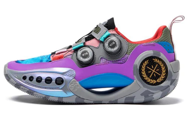 Li-Ning LiNing WOW 9 Anti Slip And Wear Resistant Lightweight Low Top Basketball Shoes Gray Blue Purple Xi'an City Limited