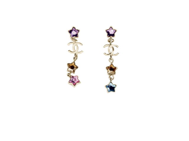 Chanel Chanel Pendant Earrings In Gold Metal With Strass Hardware Gold Multicolor - view 1