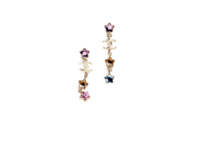 Chanel Chanel Pendant Earrings In Gold Metal With Strass Hardware Gold Multicolor - view 2