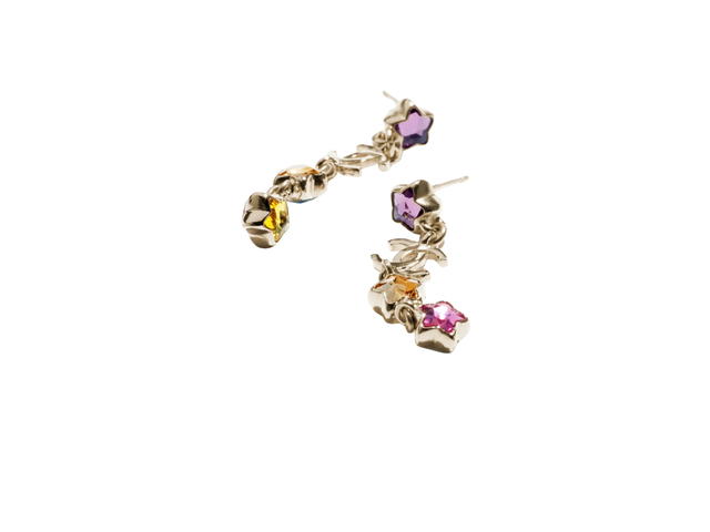 Chanel Chanel Pendant Earrings In Gold Metal With Strass Hardware Gold Multicolor - view 3