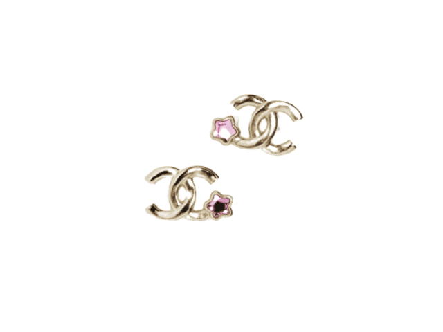 Chanel Chanel Stud Earrings In Gold Metal With Strass Hardware Gold Pink - view 2