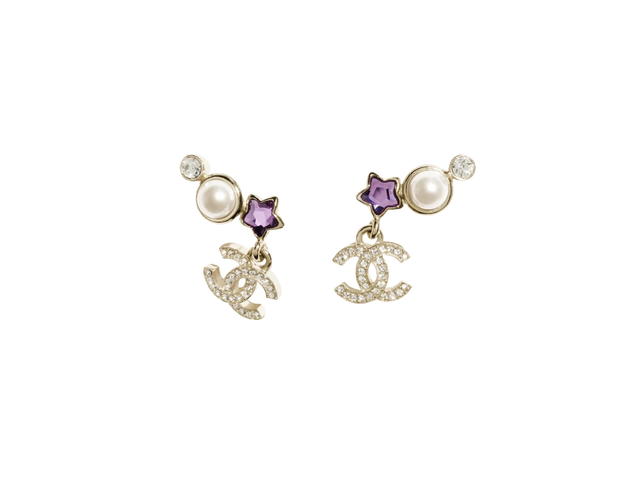 Chanel Chanel Stud Earrings In Gold Metal Crystal Glass Pearls With Strass Hardware Gold Pink And Pearly White - view 1