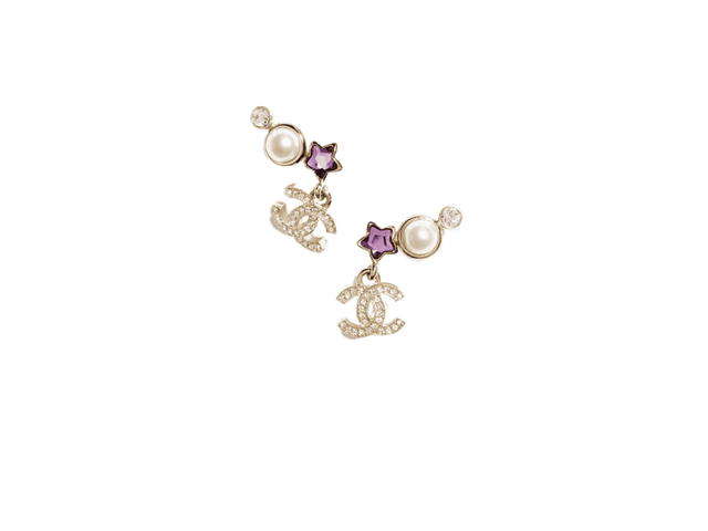 Chanel Chanel Stud Earrings In Gold Metal Crystal Glass Pearls With Strass Hardware Gold Pink And Pearly White - view 2