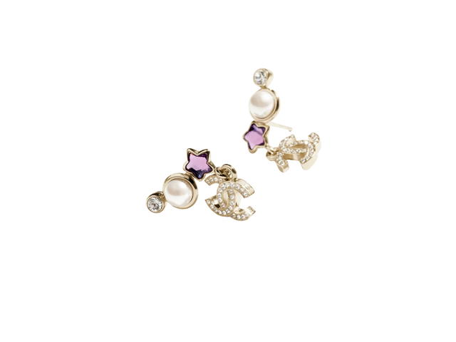 Chanel Chanel Stud Earrings In Gold Metal Crystal Glass Pearls With Strass Hardware Gold Pink And Pearly White - view 3
