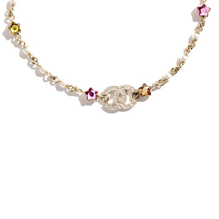 Chanel Chanel Rhinestone Necklaces Women's Gold