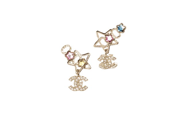 Chanel Chanel Earrings In Gold Metal With Strass Hardware Gold Multicolor - view 2