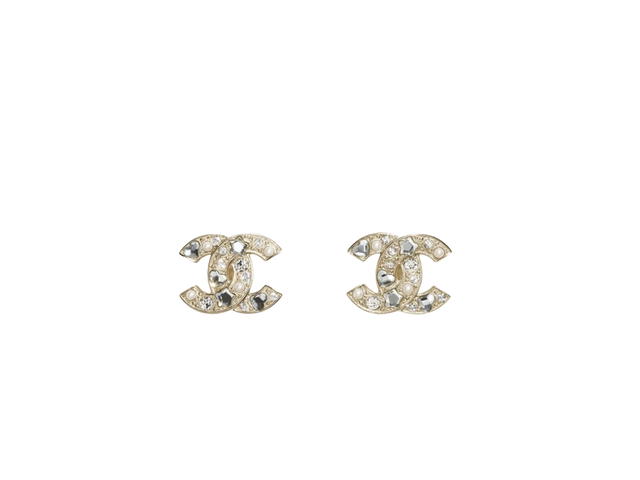 Chanel Chanel Stud Earrings In Gold Metal Crystal Glass Pearls With Strass Hardware Gold Pearly White And Crystal - view 1