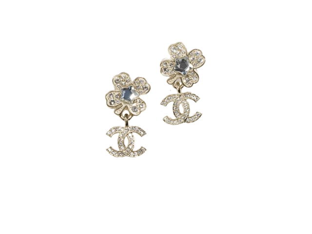Chanel Chanel Pendant Earrings In Gold Crystal And Metal Strass - view 2