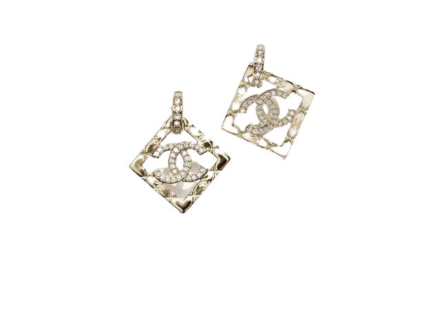 Chanel Chanel Pendant Earrings In Gold And Crystal Metal And Strass - view 2