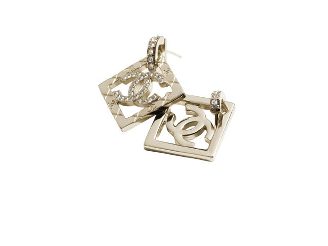 Chanel Chanel Pendant Earrings In Gold And Crystal Metal And Strass - view 3