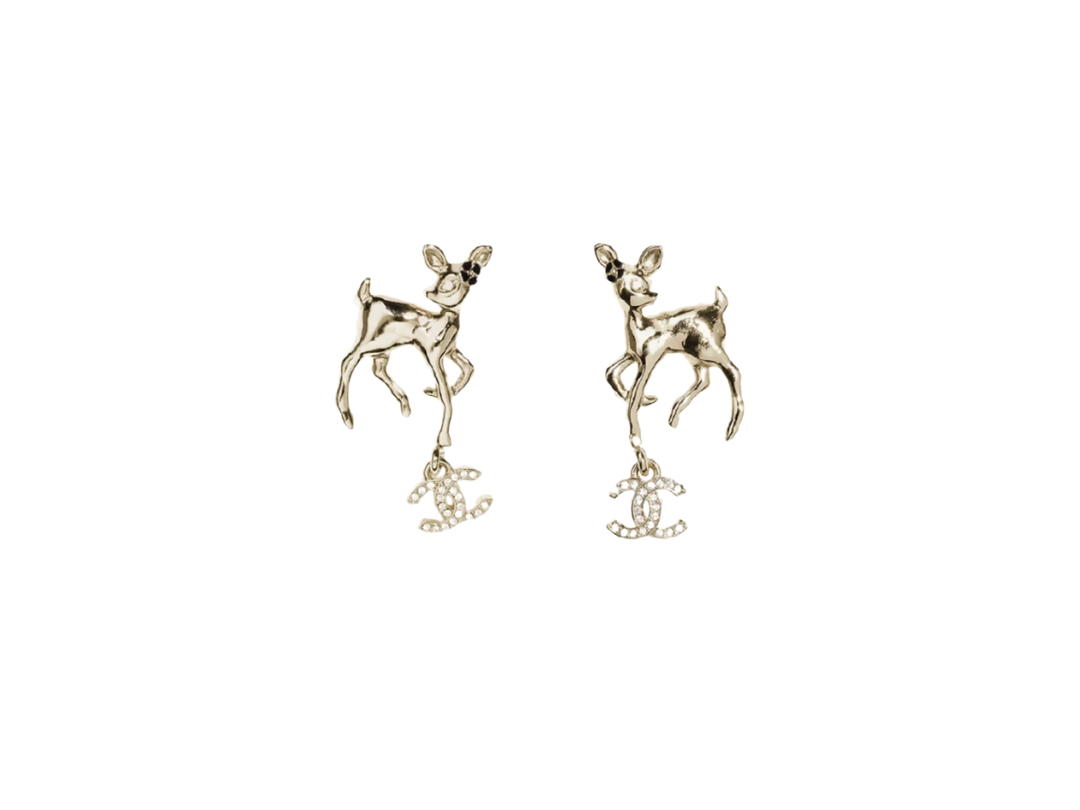 Chanel Chanel Stud Earrings In Gold Metal With Resin Strass Hardware Gold Black And Crystal