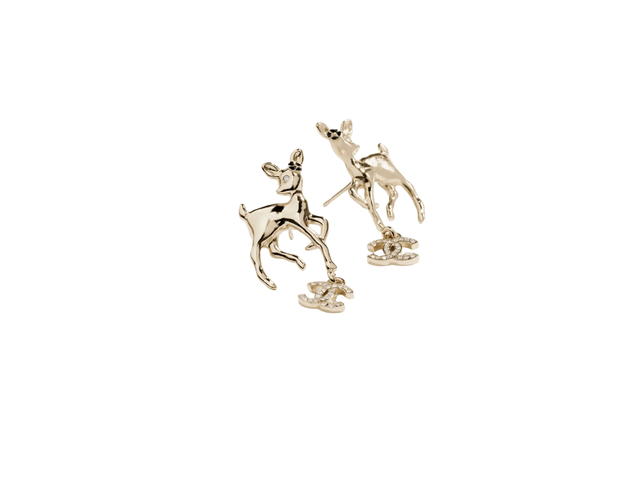Chanel Chanel Stud Earrings In Gold Metal With Resin Strass Hardware Gold Black And Crystal - view 2