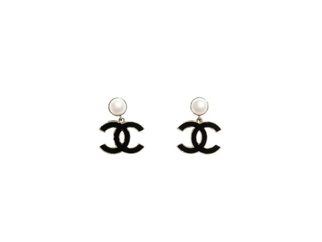 Chanel Chanel Pendant Earrings In Gold Metal With Resin Hardware Gold Pearly White Black - view 1