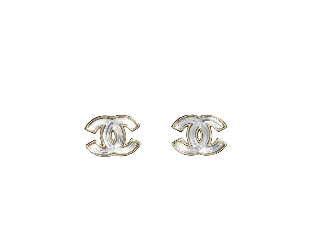 Chanel Chanel Stud Earrings In Gold Metal With Resin Hardware Gold Transparent