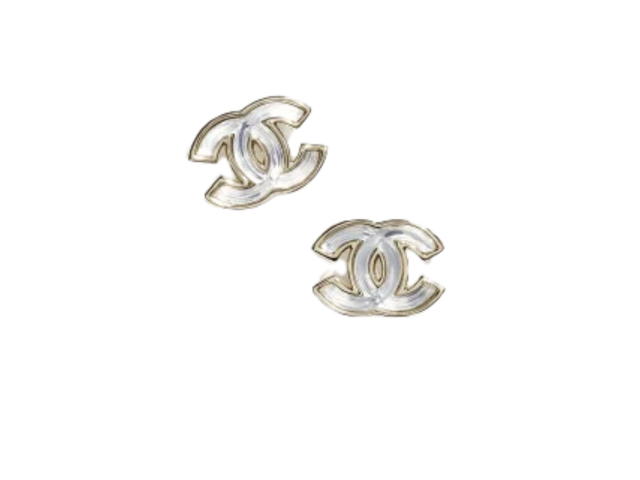 Chanel Chanel Stud Earrings In Gold Metal With Resin Hardware Gold Transparent - view 2
