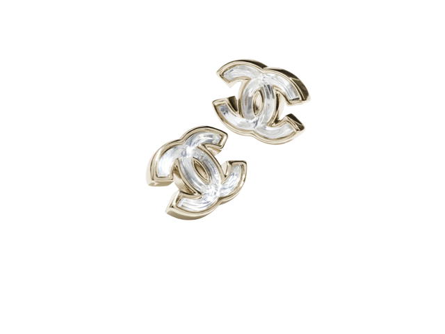Chanel Chanel Stud Earrings In Gold Metal With Resin Hardware Gold Transparent - view 3