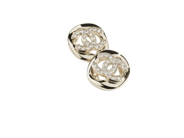 Chanel Chanel Stud Earrings In Gold Metal With Strass Hardware Gold Crystal - view 2