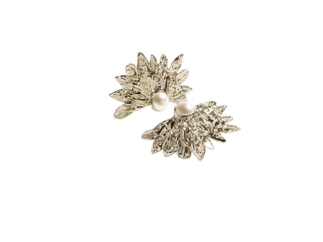 Chanel Chanel Clip-On Earrings In Gold Metal Crystal Glass Pearls With Strass Hardware Gold Pearly White And Crystal - view 2