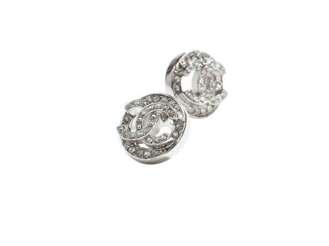 Chanel Chanel Stud Earrings In Silver Metal Crystal With Strass Hardware Silver Crystal - view 2