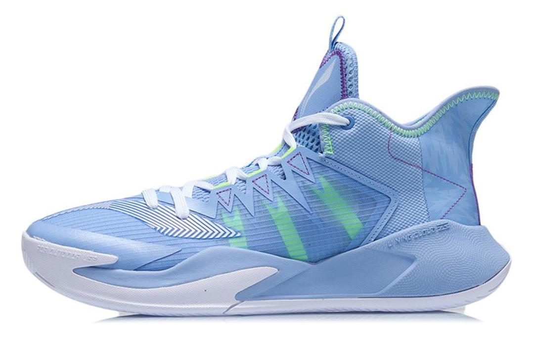 Li-Ning LiNing Storm Cushioning Anti Slip And Wear Resistant Breathable Coverage Support Mid Top Basketball Shoes Men's Blue