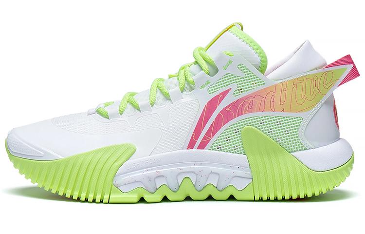 Li-Ning LINING Badfive 2 Low Basketball Shoes Men Low Top Standard White/Neon Yellow Green